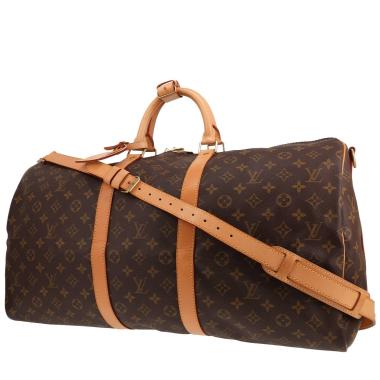 Louis Vuitton Keepall 55 travel bag in brown Monogram canvas and natural leather