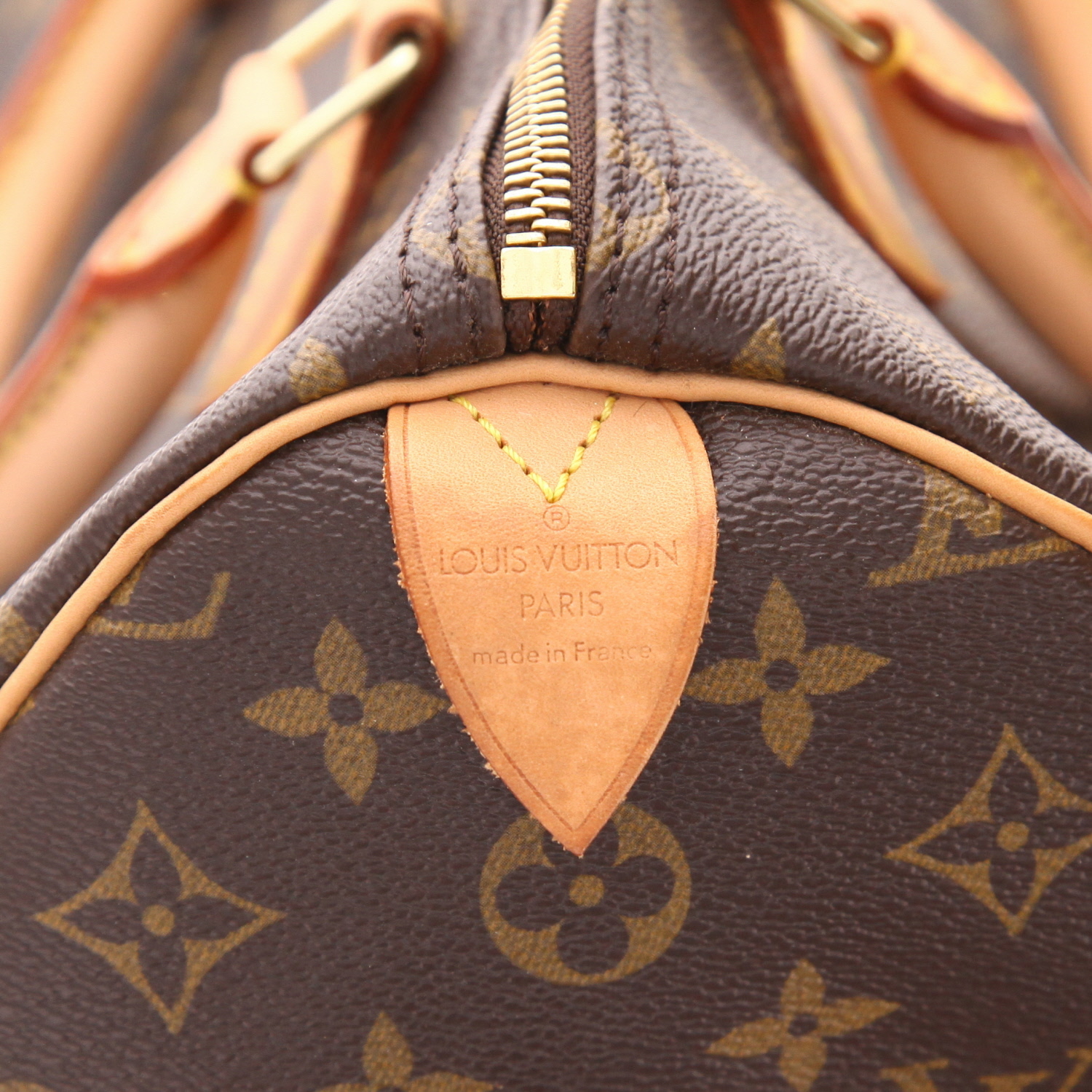 Bolso de mano Louis Vuitton  Speedy 35 en lona Monogram y cuero natural - Detail D2