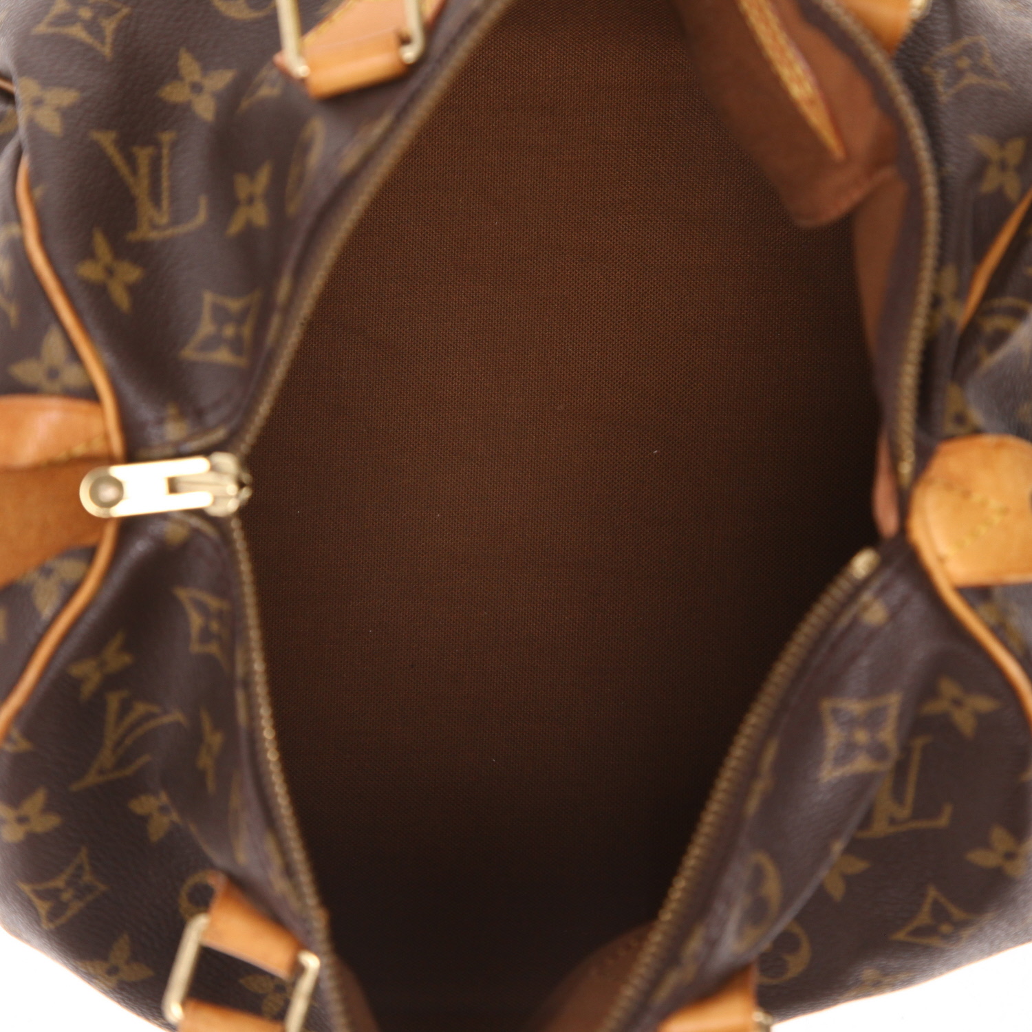 Sac à main Louis Vuitton  Speedy 30 en toile monogram marron et cuir naturel - Detail D3