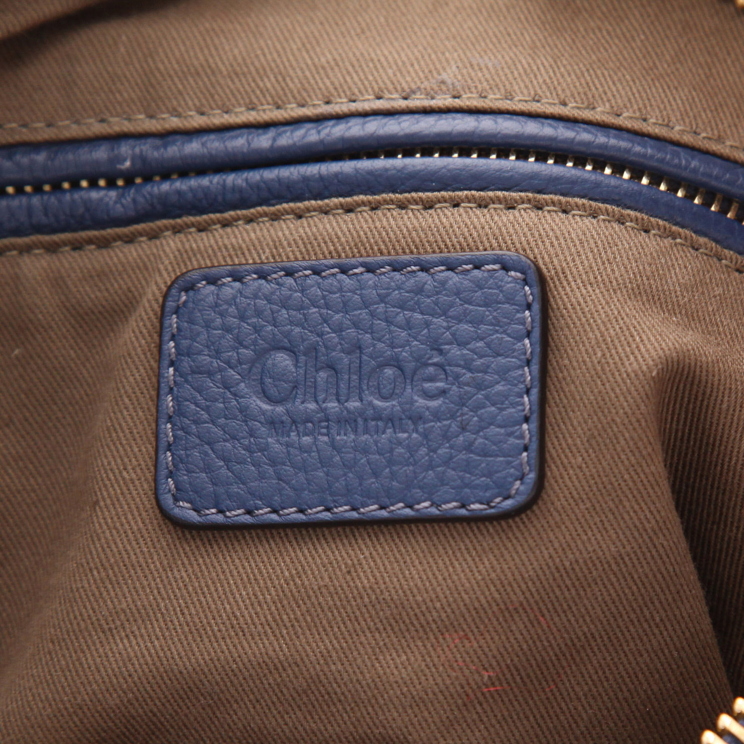 Sac à main Chloé  Marcie en cuir grainé bleu - Detail D2
