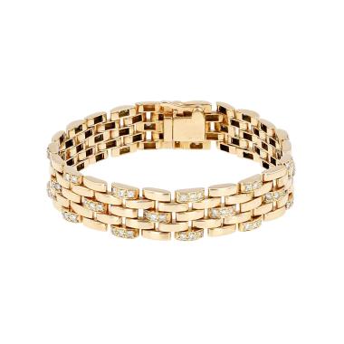 Brazalete articulado Cartier Maillon Panthère modelo grande de oro amarillo y diamantes