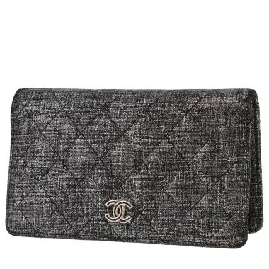 Billetera Chanel   en cuero irisado negro y blanco