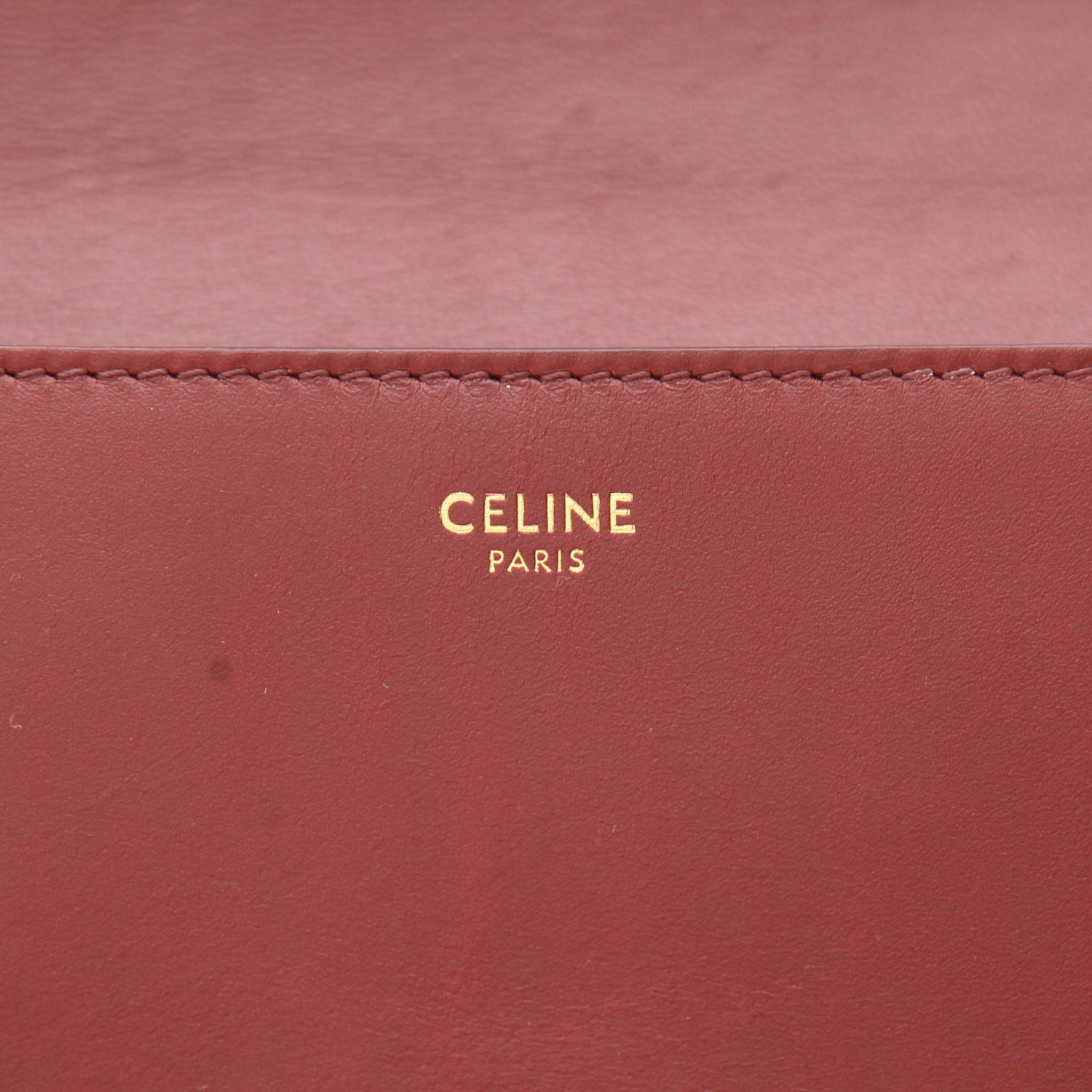 Sac bandoulière Celine  Maillon Triomphe en cuir bordeaux - Detail D2