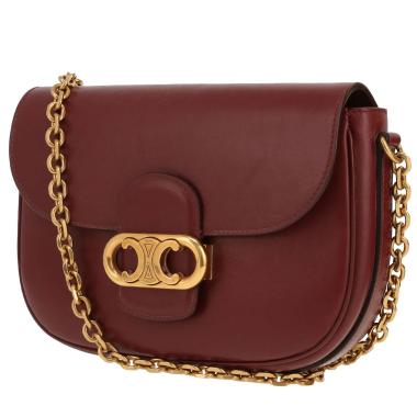 Celine  Maillon Triomphe shoulder bag  in burgundy leather
