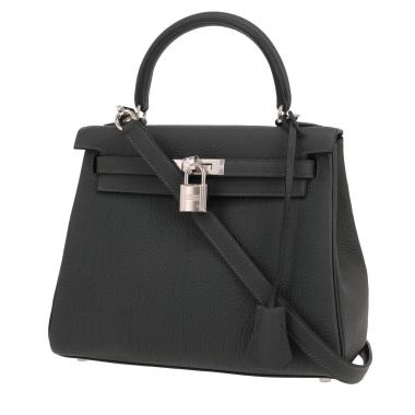 Bolso de mano Hermès  Kelly 25 cm en cuero togo New Vert