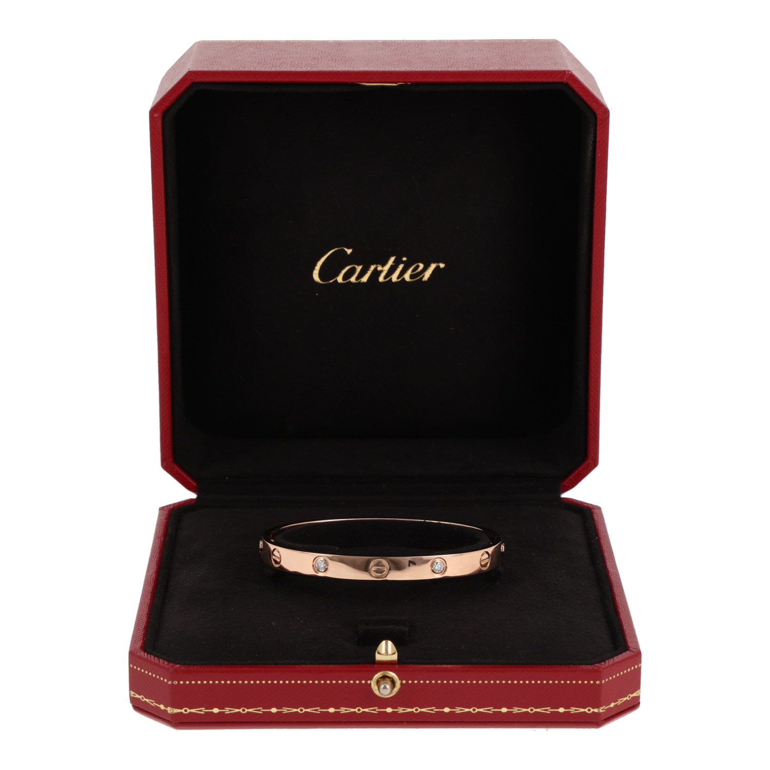 Bracelet Cartier Love 4 diamants en or rose et diamants - Detail D2