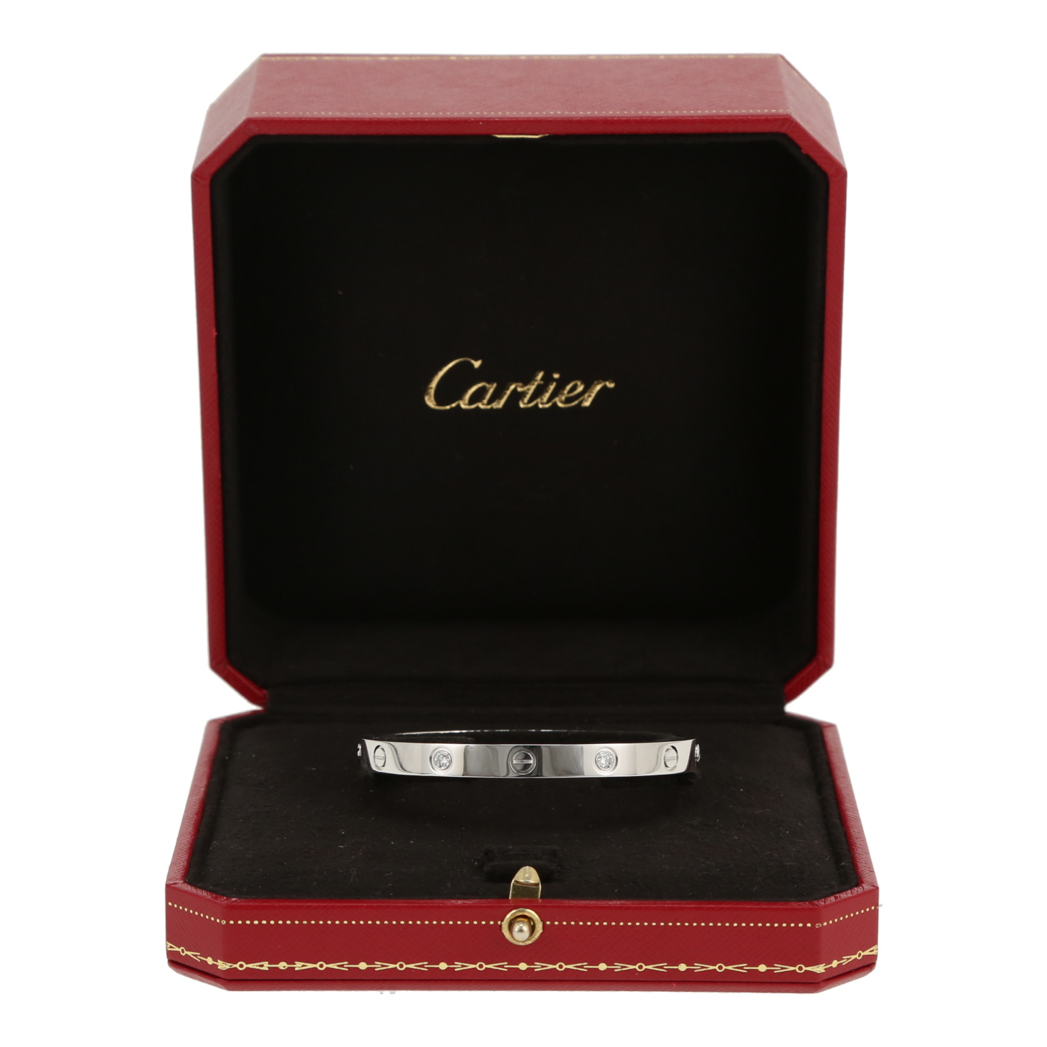 Brazalete Cartier Love 4 diamants de oro blanco y diamantes