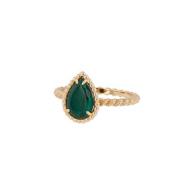 Bague Boucheron Serpent Bohème taille S en or jaune et malachite