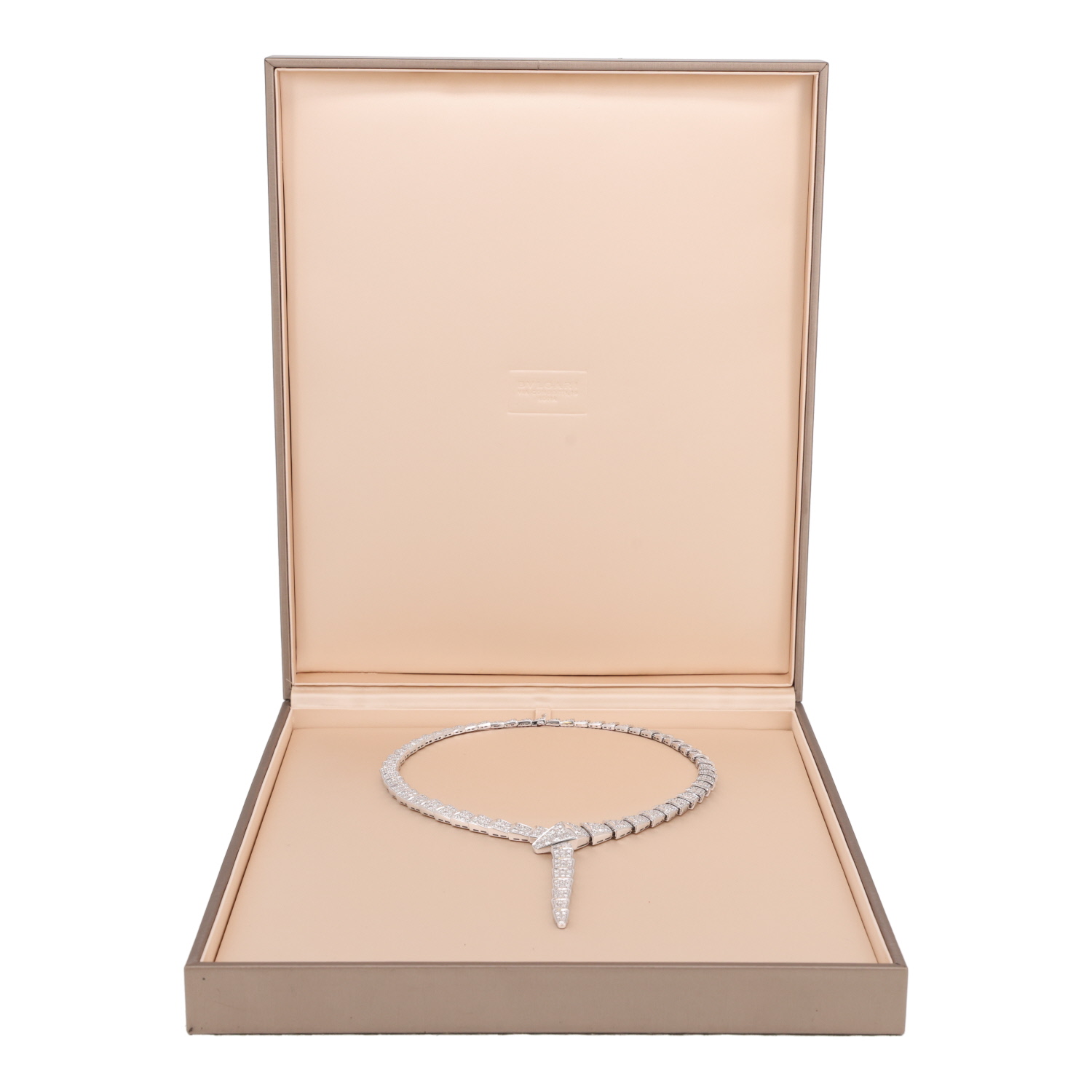 Articulated Bulgari Serpenti Viper large model necklace in white gold and diamonds - Detail D2