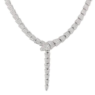 Collana mobile Bulgari Serpenti Viper modello grande in oro bianco e diamanti