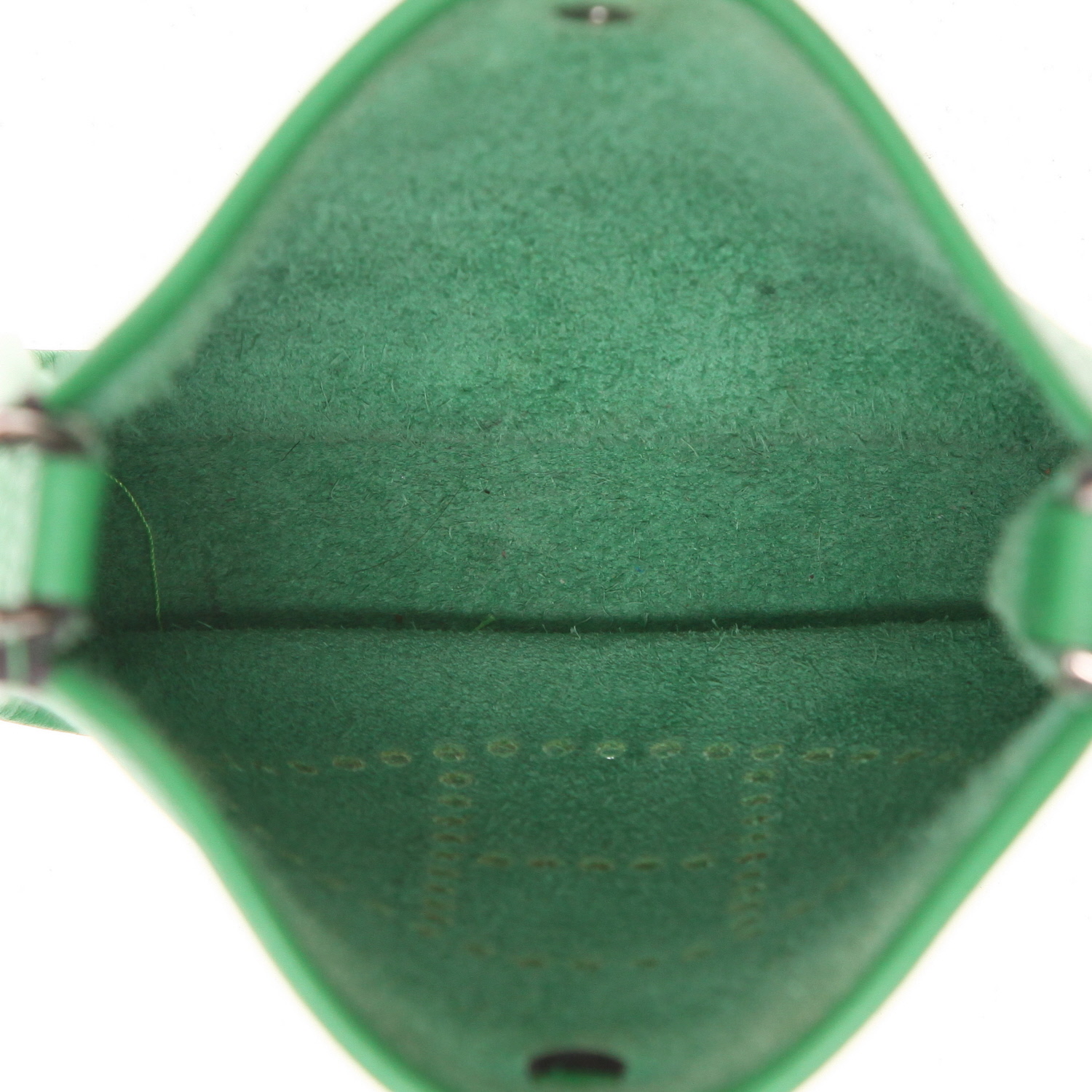 Borsa a tracolla Hermès  Mini Evelyne in pelle taurillon clemence verde Bamboo - Detail D3