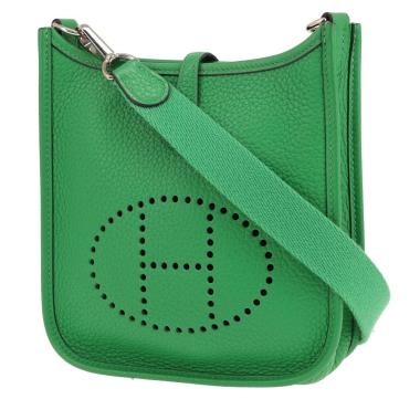 Borsa a tracolla Hermès  Mini Evelyne in pelle taurillon clemence verde Bamboo