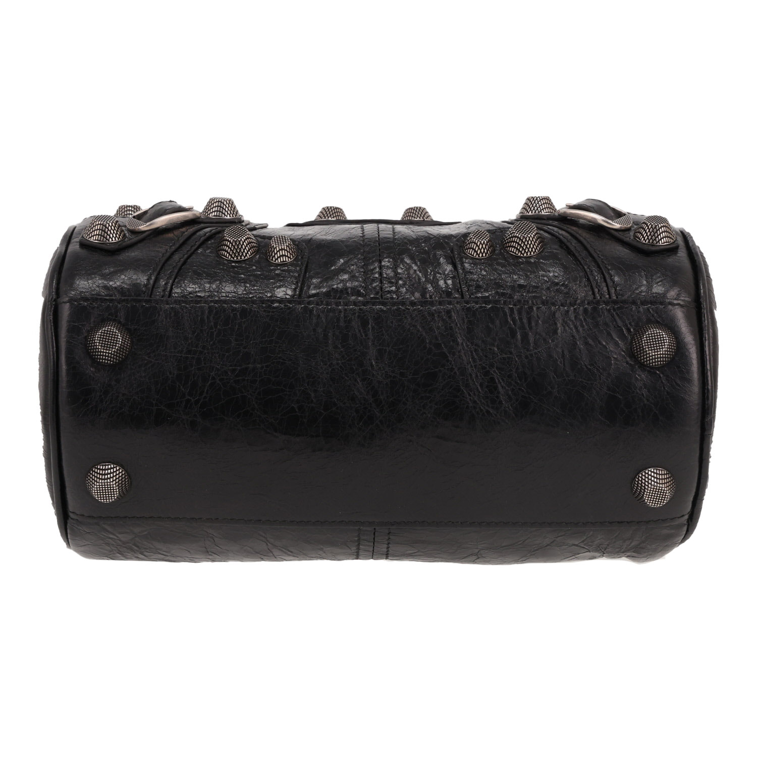 Sac bandoulière Balenciaga  Cagole en cuir vieilli noir - Detail D1