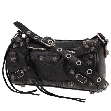 Balenciaga  Cagole shoulder bag  in black burnished leather