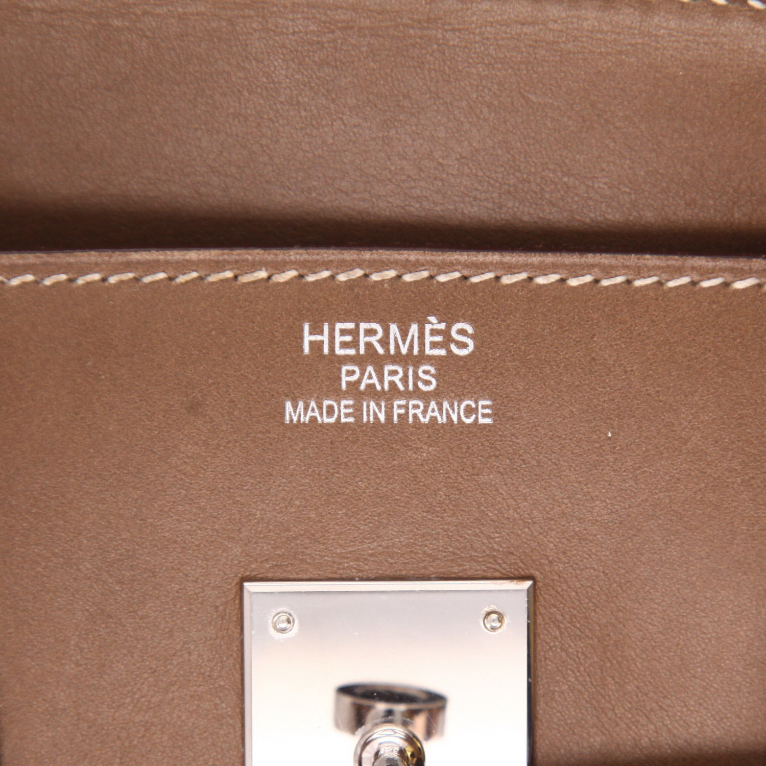 Bolso de mano Hermès  Birkin 35 cm en cuero Tadelakt marrón etoupe - Detail D2
