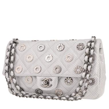 Bolso de mano Chanel  Timeless en cuero acolchado plateado