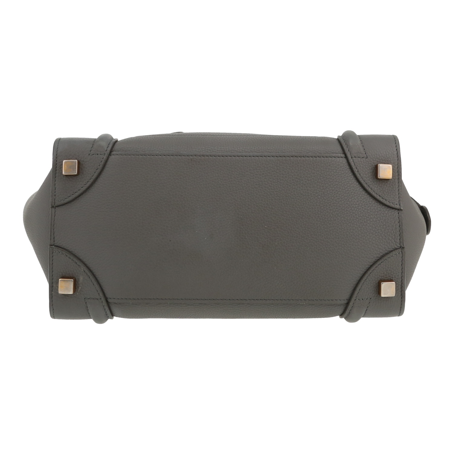 Bolso de mano Celine  Luggage en cuero granulado gris - Detail D1