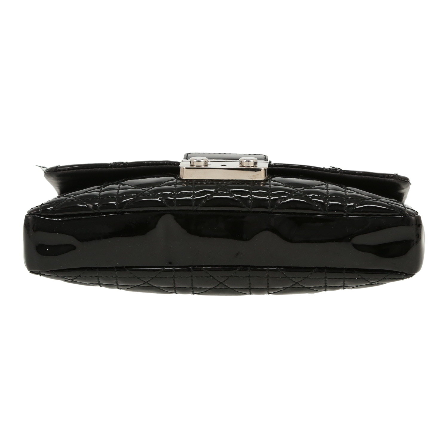 Sac bandoulière Dior   en cuir verni noir - Detail D1