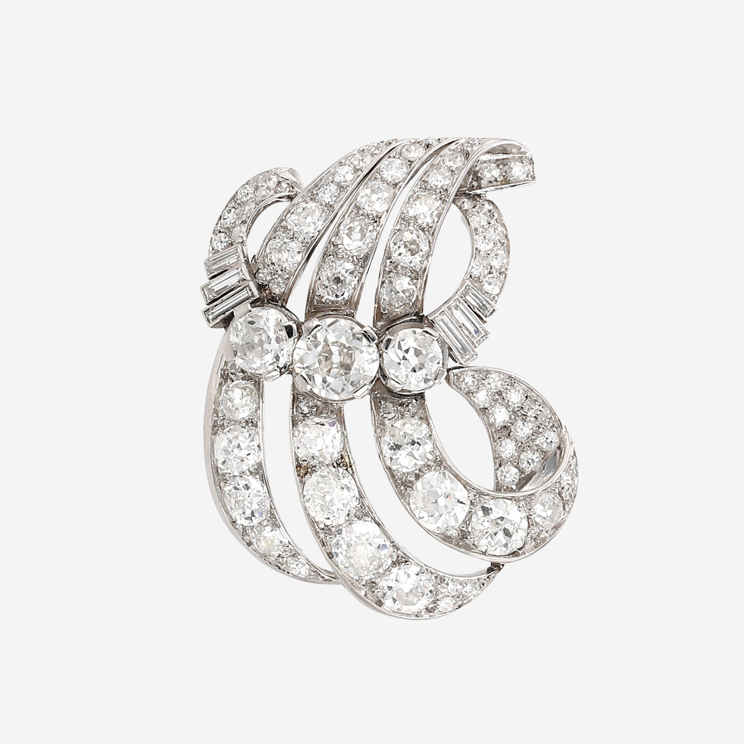 Spilla Vintage in platino, oro bianco e diamanti