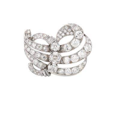 Spilla Vintage in platino, oro bianco e diamanti