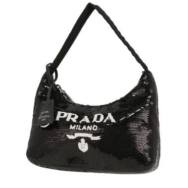 Prada handbag   in black canvas and sequins