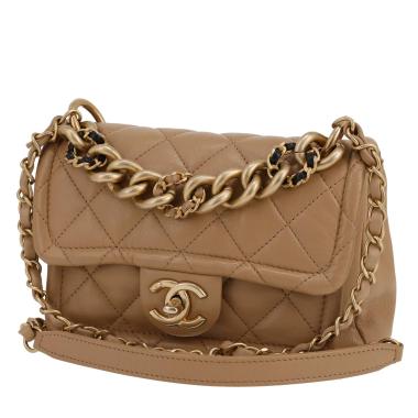Chanel  Timeless Mini shoulder bag  in beige quilted leather