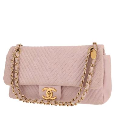 Bolso de mano Chanel  Timeless en cuero acolchado color rosa claro