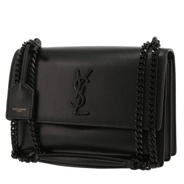 Saint Laurent  Sunset shoulder bag  in black leather
