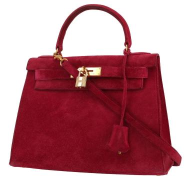 Borsa Hermès  Kelly 28 cm in pelle di vitello doblis rosa lampone