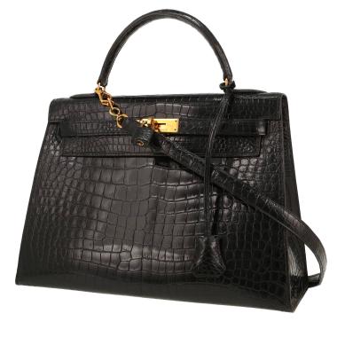 Sac à main Hermès  Kelly 32 cm en crocodile noir