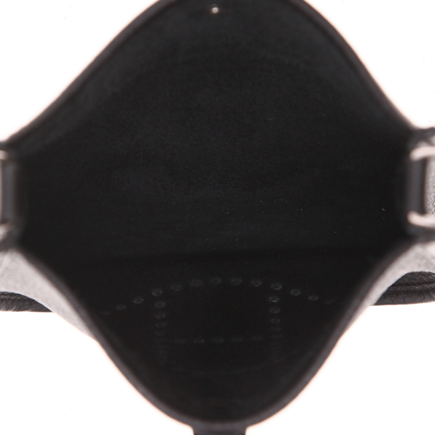 Bolso bandolera Hermès  Mini Evelyne mini  en cuero togo negro - Detail D3