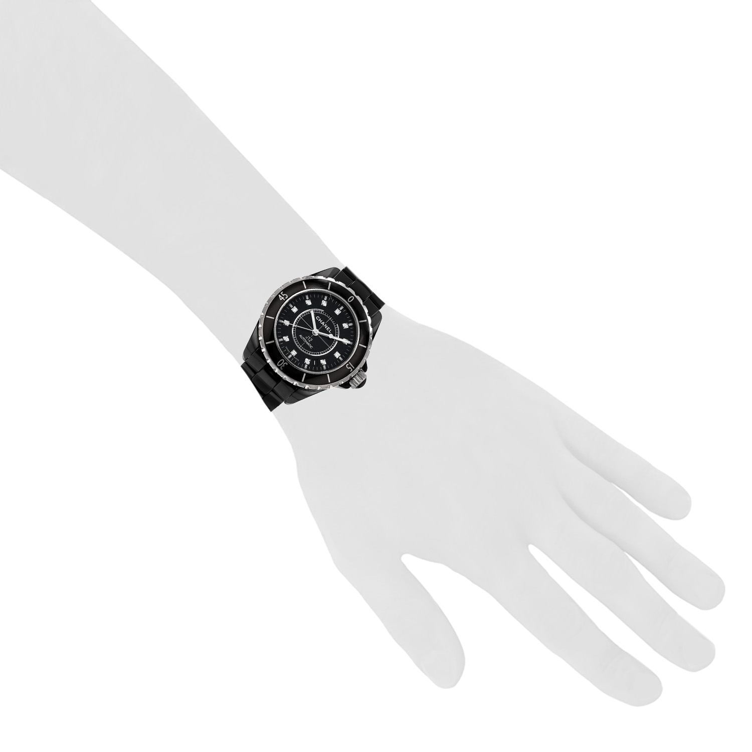 Chanel J12  in ceramic black and stainless steel Ref: Chanel - H1626  Circa 2010 - Detail D1