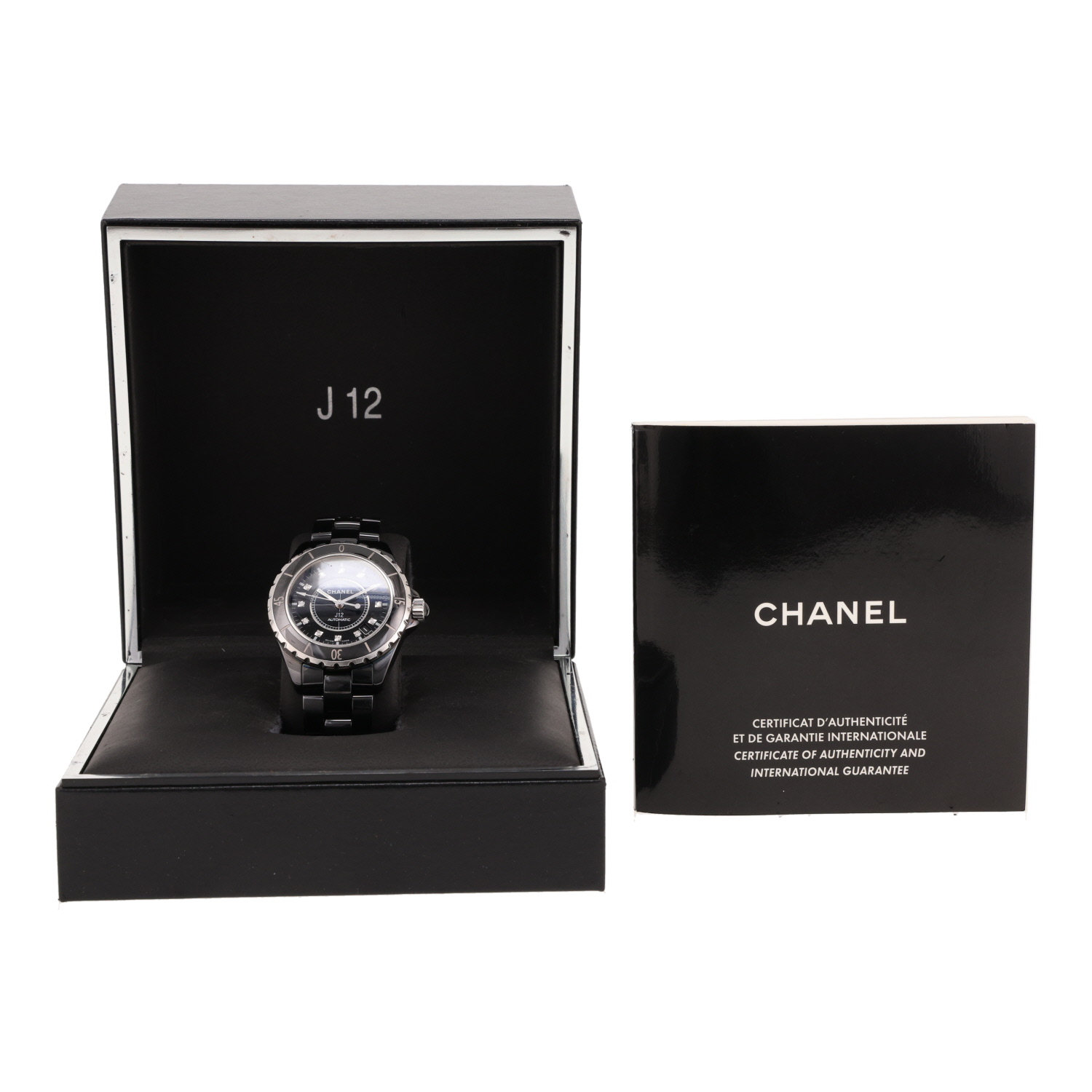 Orologio Chanel J12 in ceramica nera e acciaio Ref: Chanel - H1626  Circa 2010