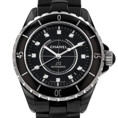 Chanel J12  in ceramic black and stainless steel Ref: Chanel - H1626  Circa 2010