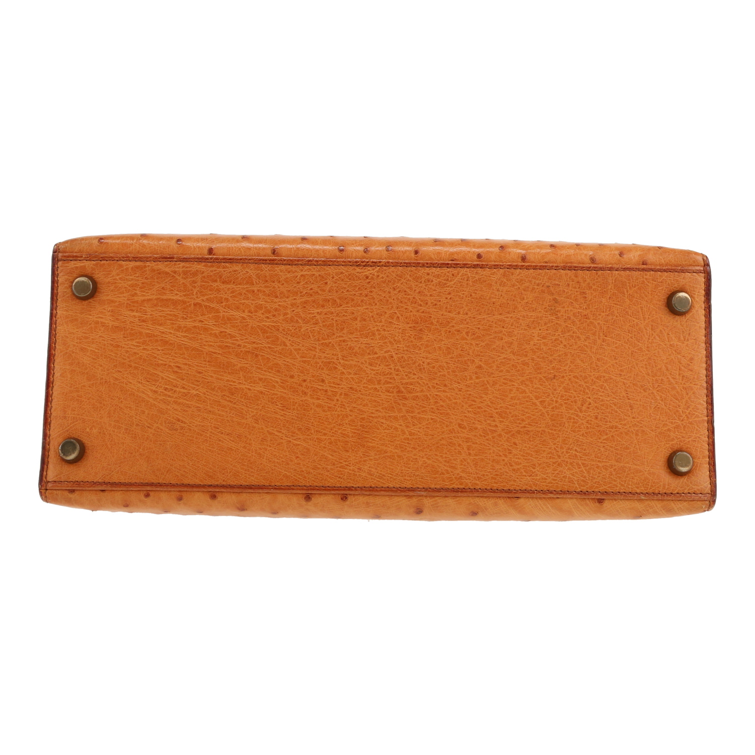 Sac à main Hermès  Kelly 28 cm en autruche gold - Detail D1