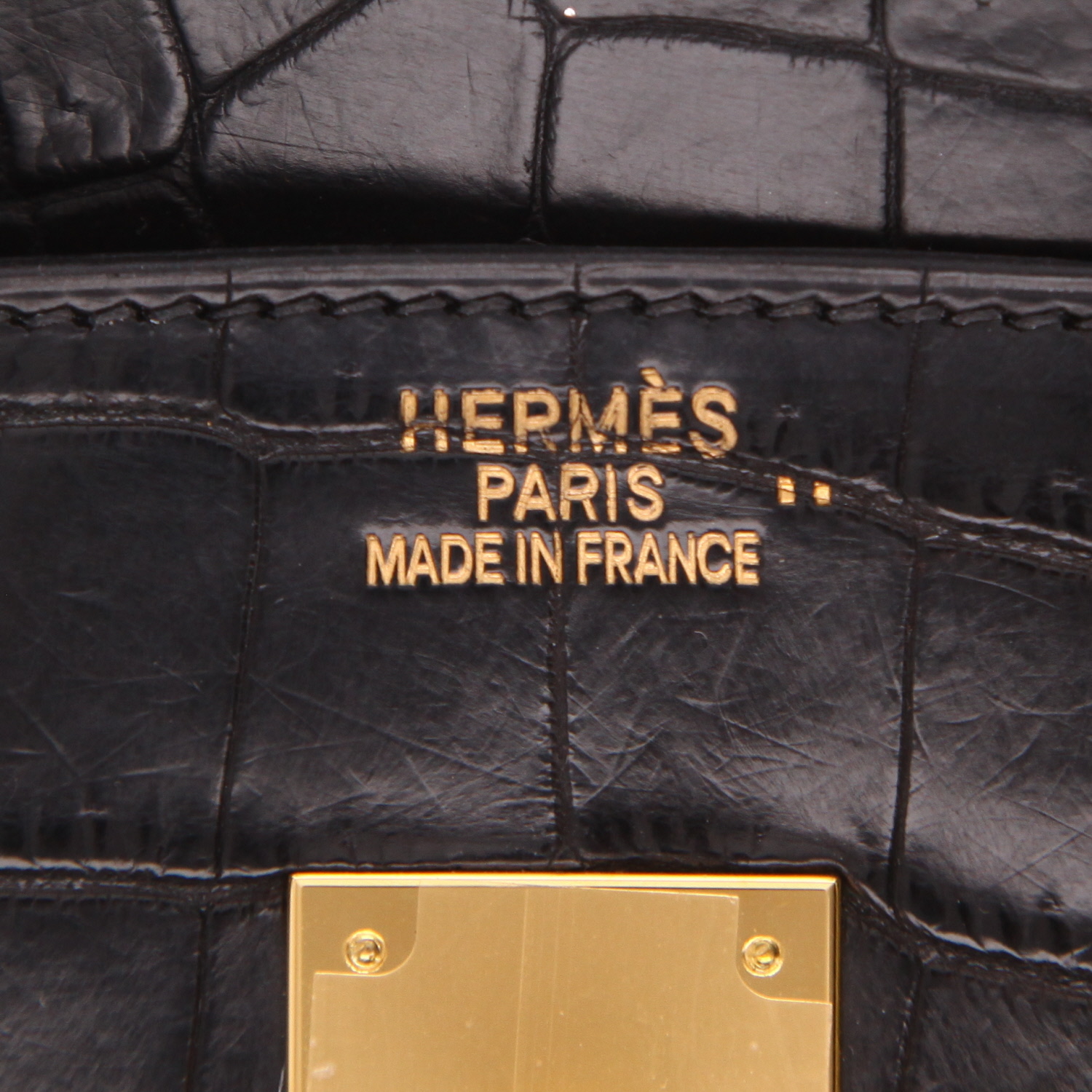 Bolso de mano Hermès  Birkin 35 cm en cocodrilo niloticus negro - Detail D2