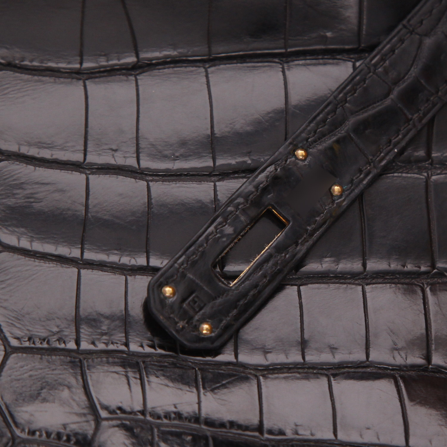 Bolso de mano Hermès  Birkin 35 cm en cocodrilo niloticus negro - Detail D4