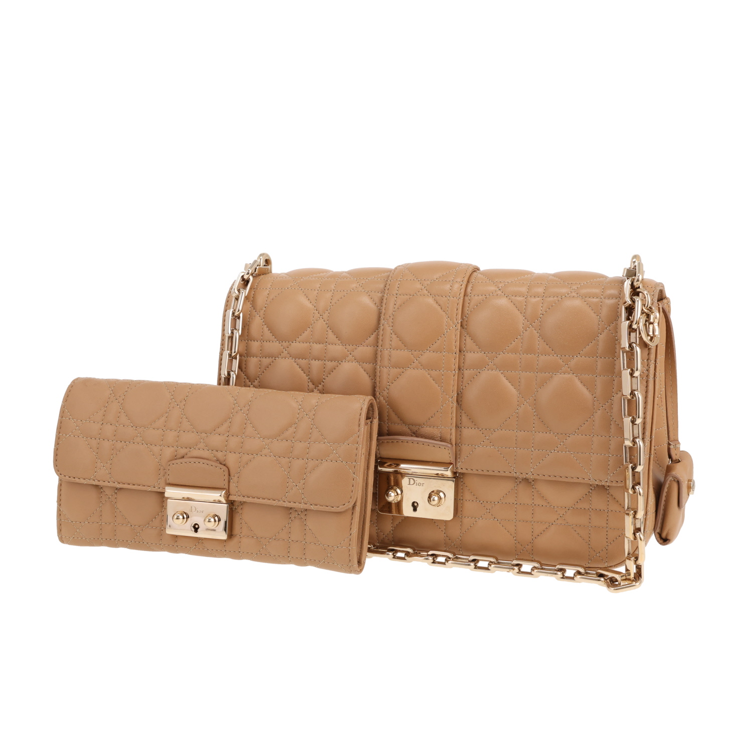 Dior  Promenade handbag  in beige leather cannage - Detail D4