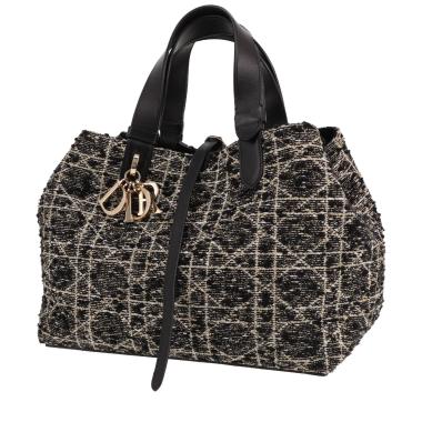 Borsa Dior  Toujours in tweed nero e dorato e pelle nera