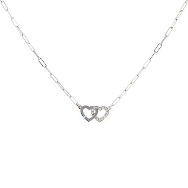 Dinh Van Double Coeurs XS necklace in white gold and diamonds