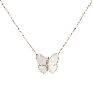 Collier Van Cleef & Arpels Papillon en or jaune, nacre et diamants