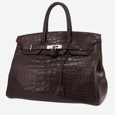 Bolso de mano Hermès  Birkin 35 cm en aligátor marrón