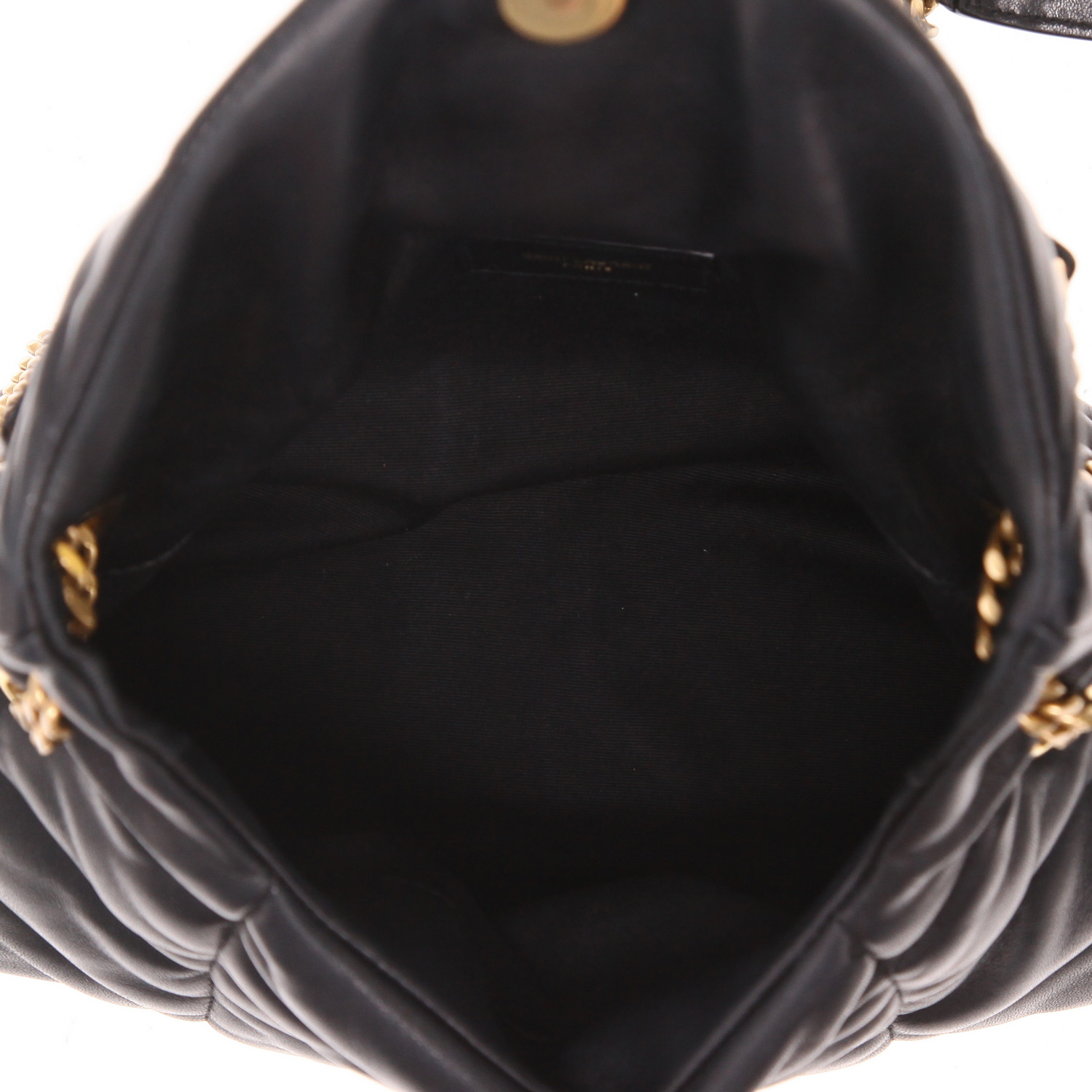 Sac bandoulière Saint Laurent  Loulou Puffer en cuir matelassé chevrons noir - Detail D3