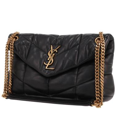 Bolso bandolera Saint Laurent  Loulou Puffer en cuero acolchado con motivos de espigas negro