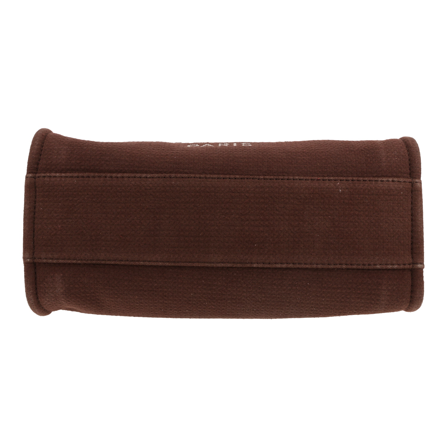 Sac cabas Chanel  Deauville moyen modèle  en toile et cuir marron - Detail D1