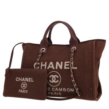 Bolso Cabás Chanel  Deauville modelo mediano  en lona y cuero marrón