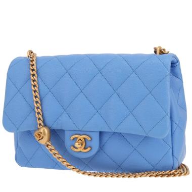 Borsa Chanel   in pelle martellata celeste