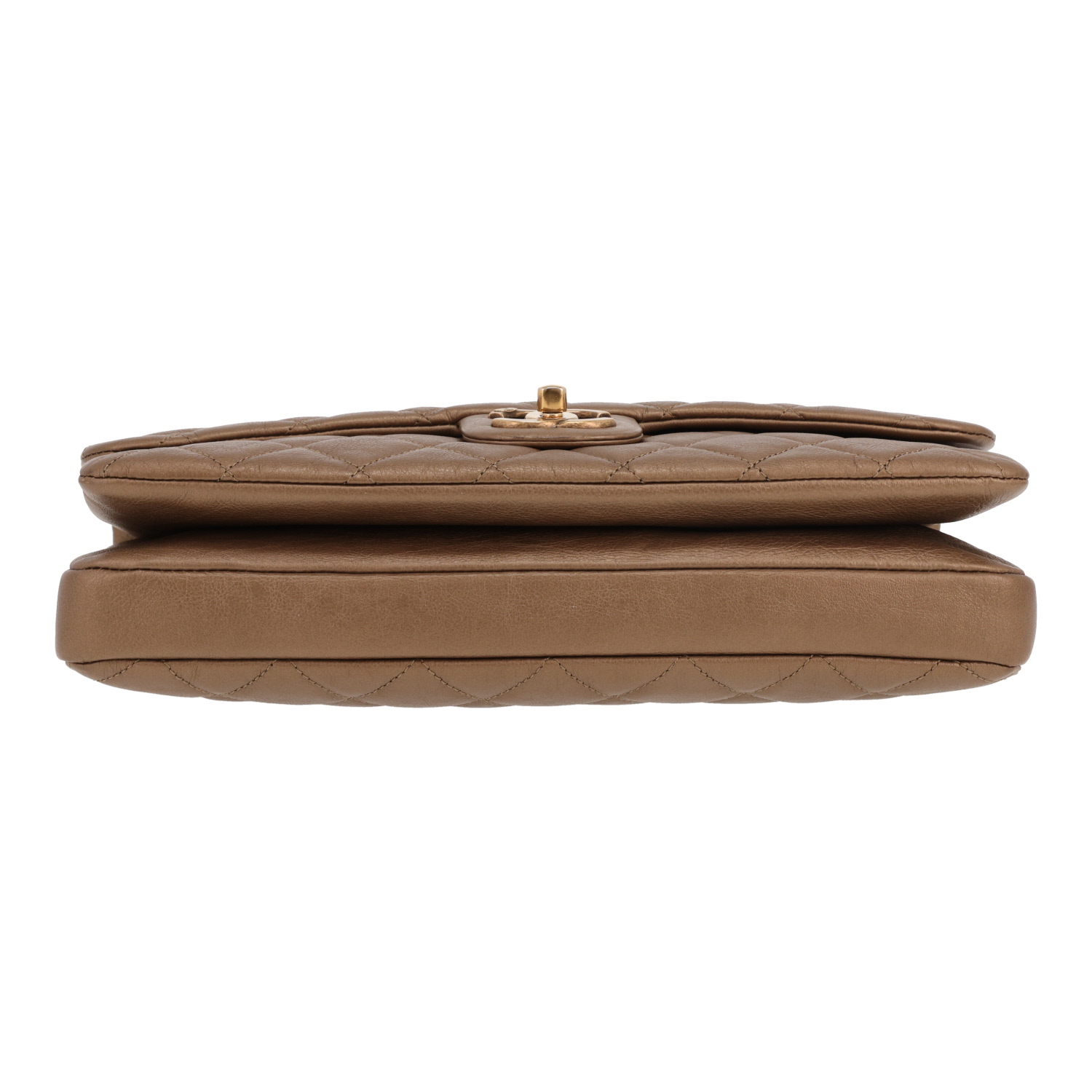 Chanel   handbag  in golden brown quilted leather - Detail D1