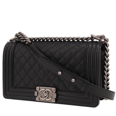 Borsa a tracolla Chanel  Boy in pelle martellata e trapuntata nera