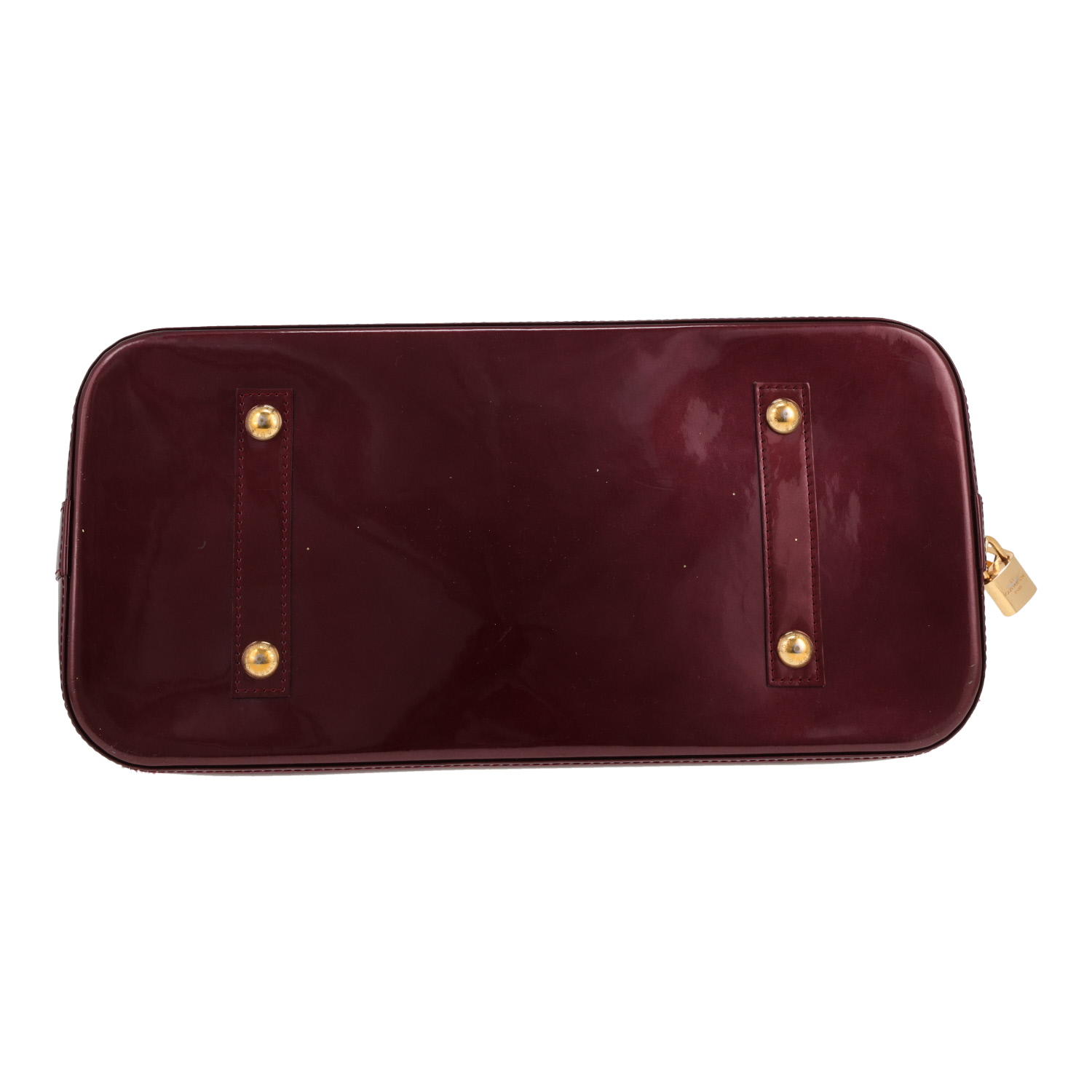 Sac à main Louis Vuitton  Alma grand modèle  en cuir verni monogram bordeaux - Detail D1